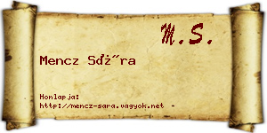 Mencz Sára névjegykártya